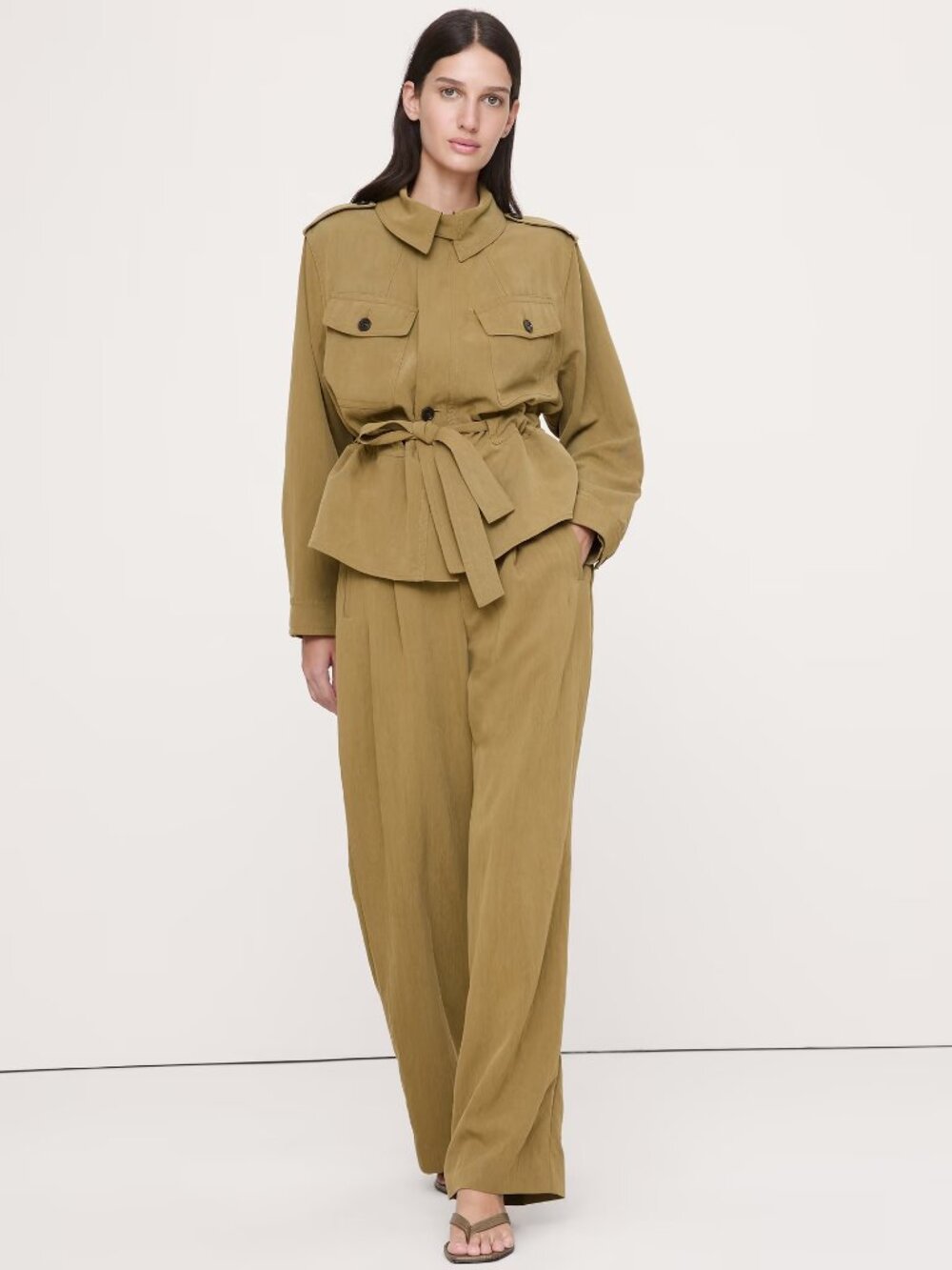 Banana Republic Woman Lightweight Utility Jacket Sz S Vintage Khaki $275